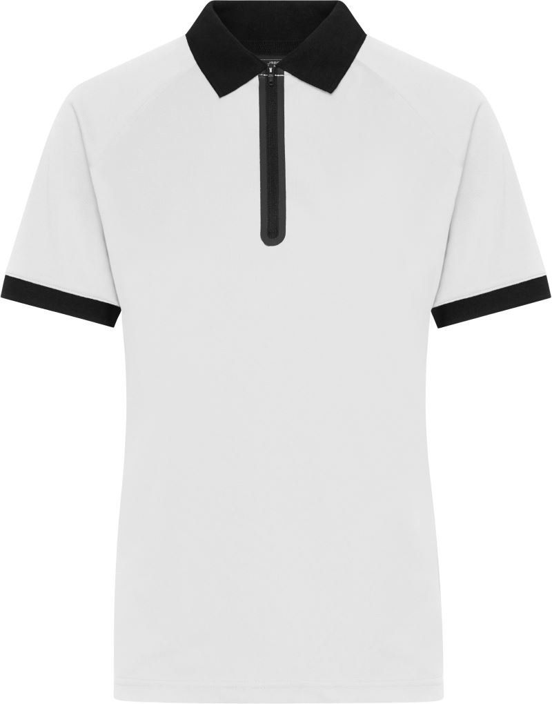 Levně Dámské piqué polo se zipem - white/black