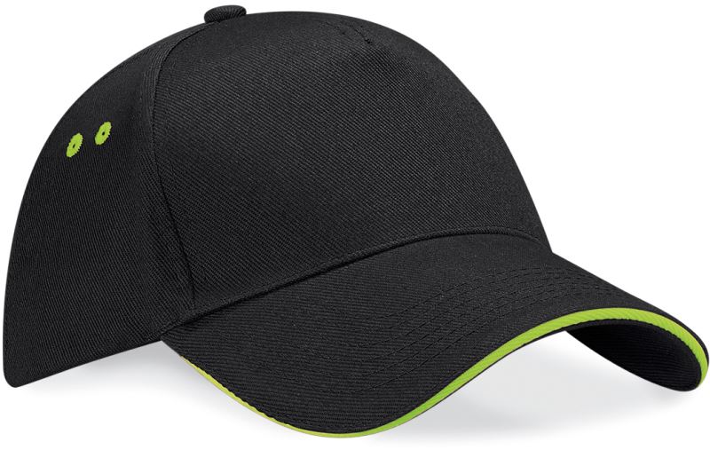 Levně 5 panelová sandwich kšiltovka - black/lime green