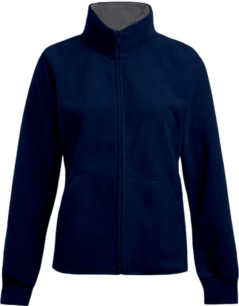 Levně Dámská dvojitá fleecová bunda - navy/light grey