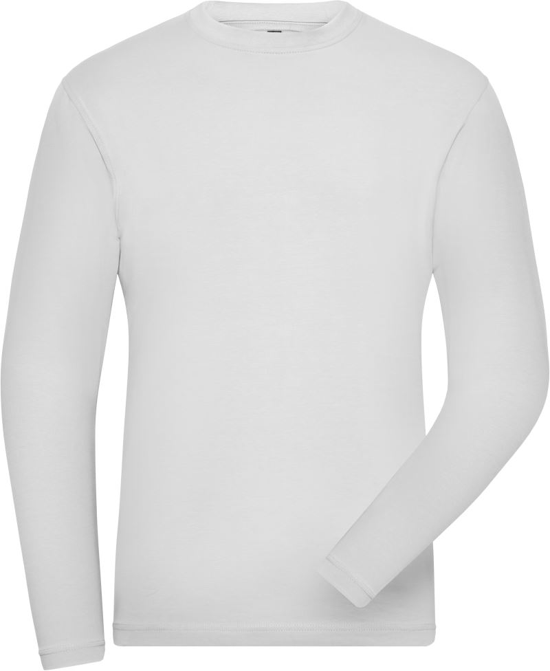 Pánské pracovní elast. tričko, dl. rukáv - Solid - white