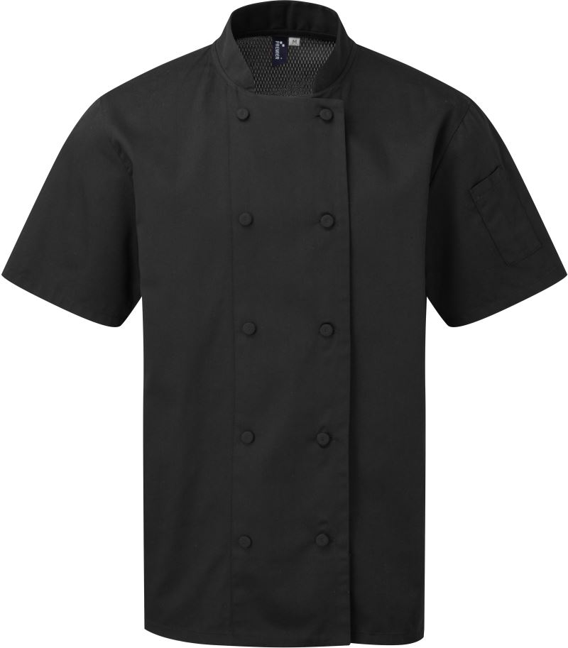 Levně Kuchařský rondon s krátkým rukávem "Coolchecker®" - black