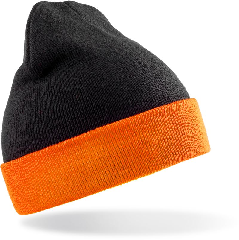 Levně Pletená čepice "Black Compass" - black/orange