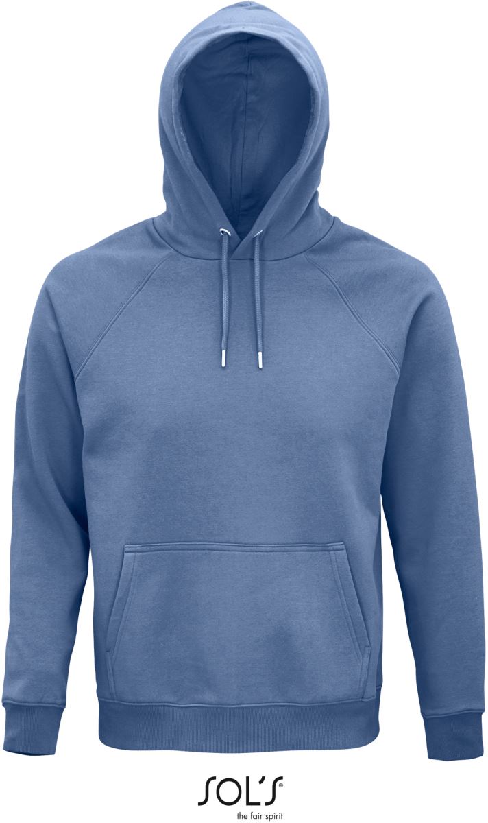 Levně Unisex raglánová mikina s kapucí z bio bavlny - blue