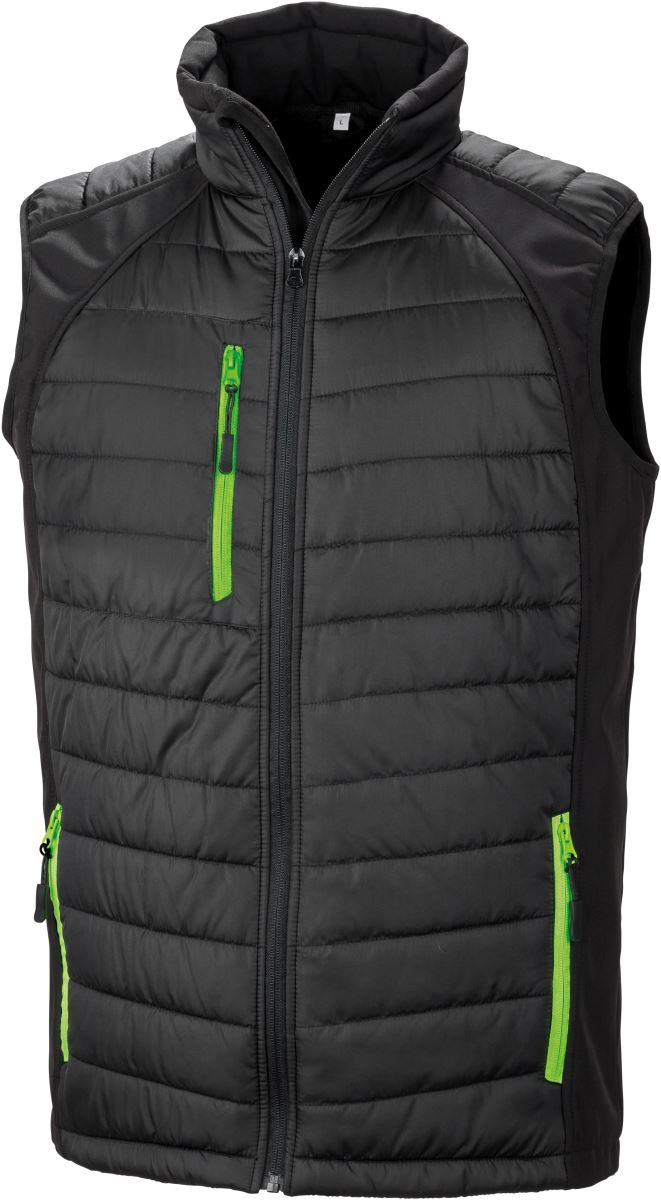 Levně Hybridní vesta "Compass" - black/lime