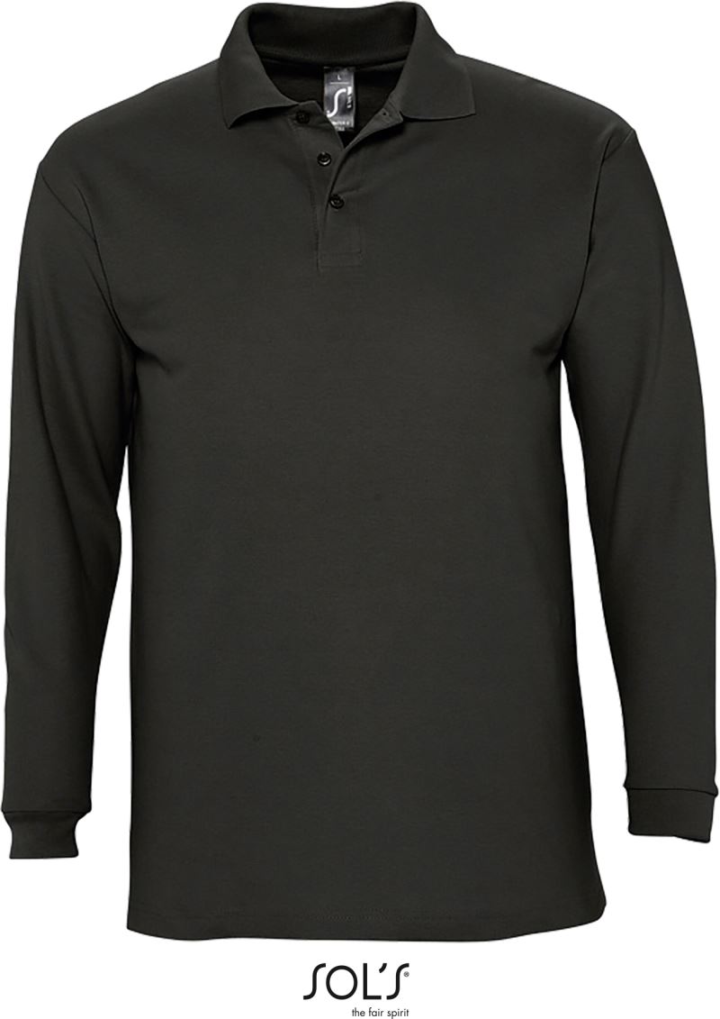 Levně Piqué polo s dlouhým rukávem - black