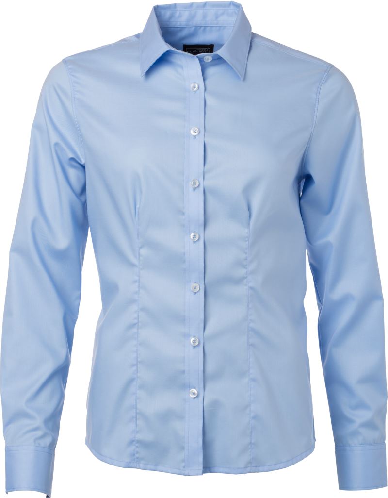 Levně Mikro keprová halenka s dlouhým rukávem - light blue