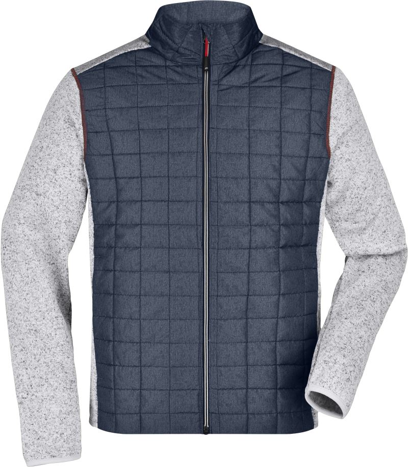 Pánská pletená hybridní bunda - light melange/anthracite melange