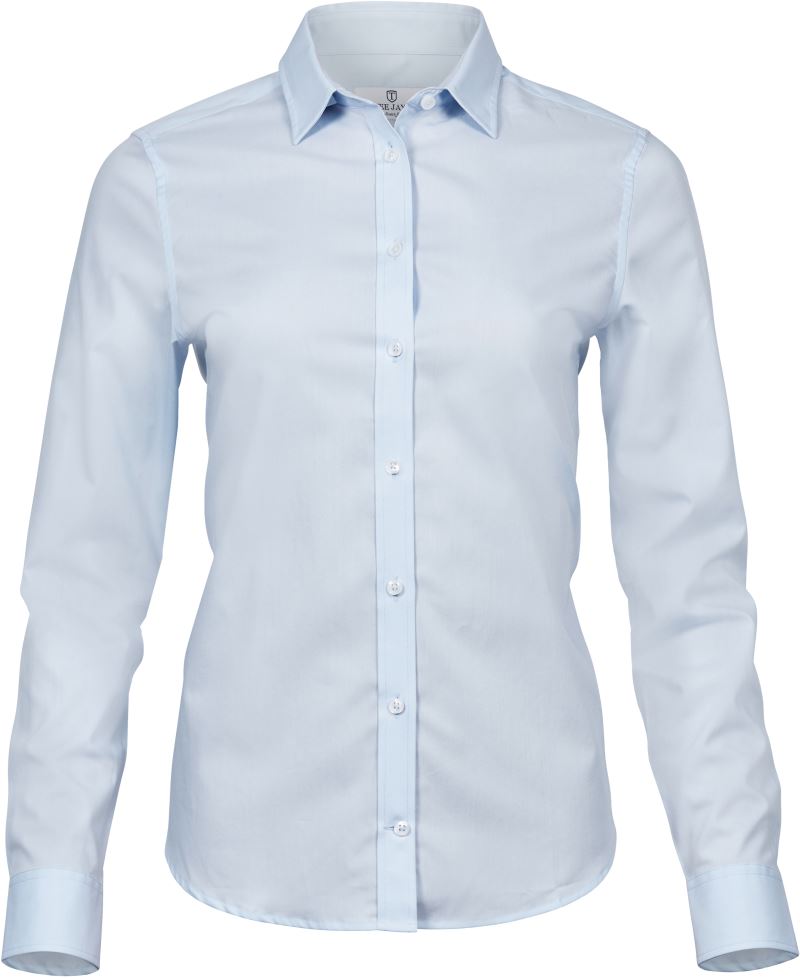 Levně Luxusní elastická halenka s dlouhým rukávem - light blue