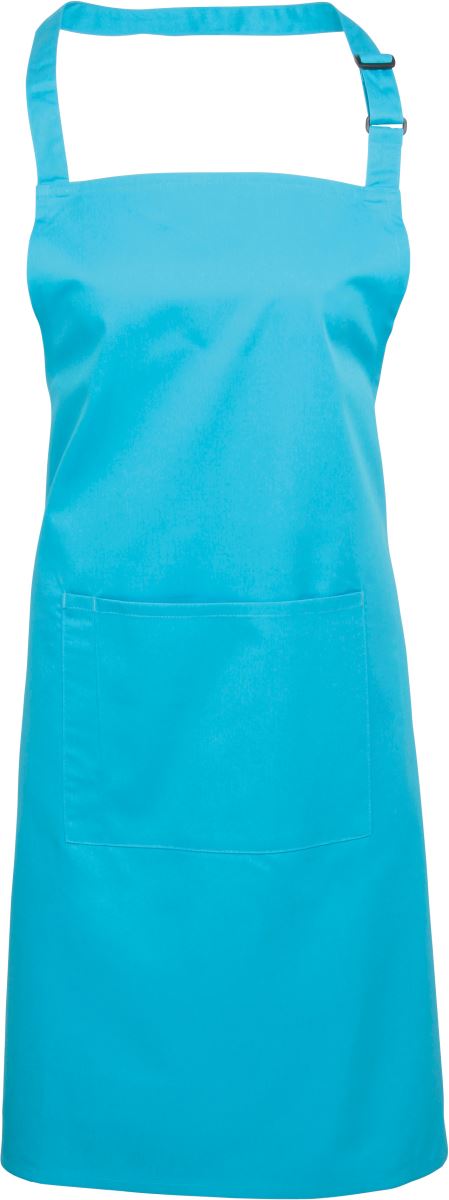 Levně Zástěra s laclem a kapsou na břiše "Colours" - turquoise