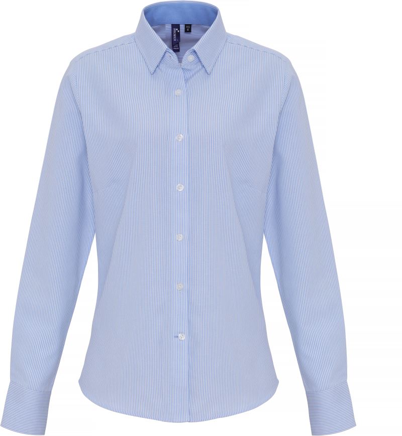 Levně Oxford pruhovaná halenka s dlouhým rukávem - white/oxford blue