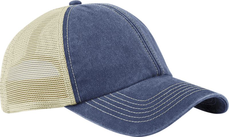 Levně 6 panelová kšiltovka Vintage Trucker - vintage denim/stone