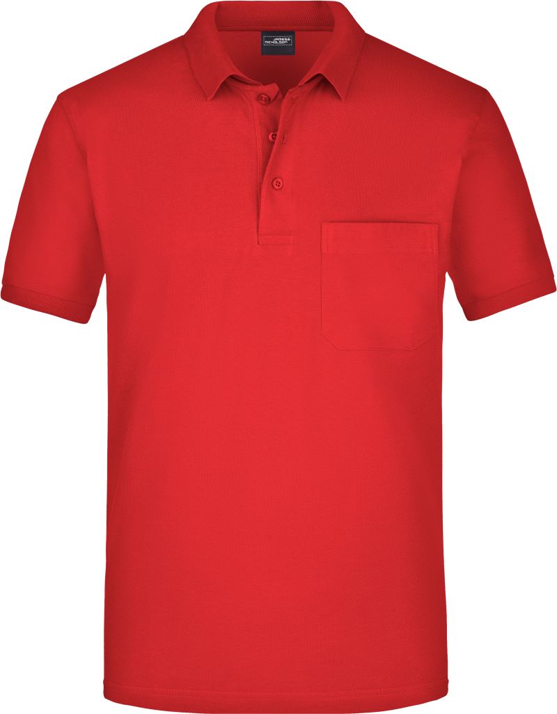 Levně Piqué polo s náprsní kapsou - red