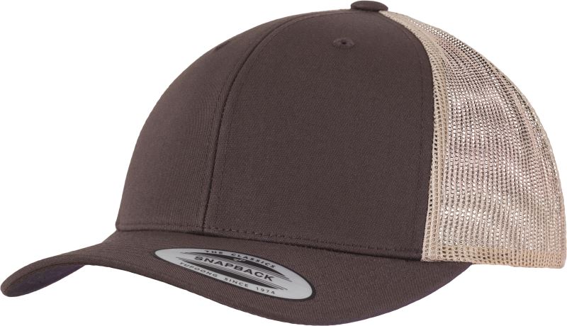Levně 6 panelová vintage kšiltovka "Trucker" - brown/khaki