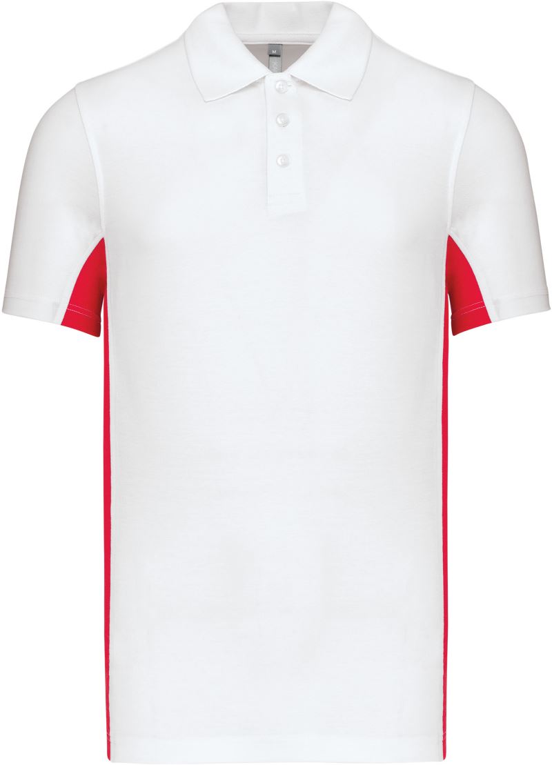 Levně 2-barevné piqué polo "Flag" - white/red