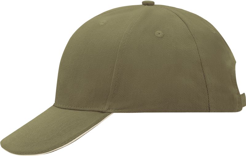 Levně 6 panelová sandwich kšiltovka - olive/beige