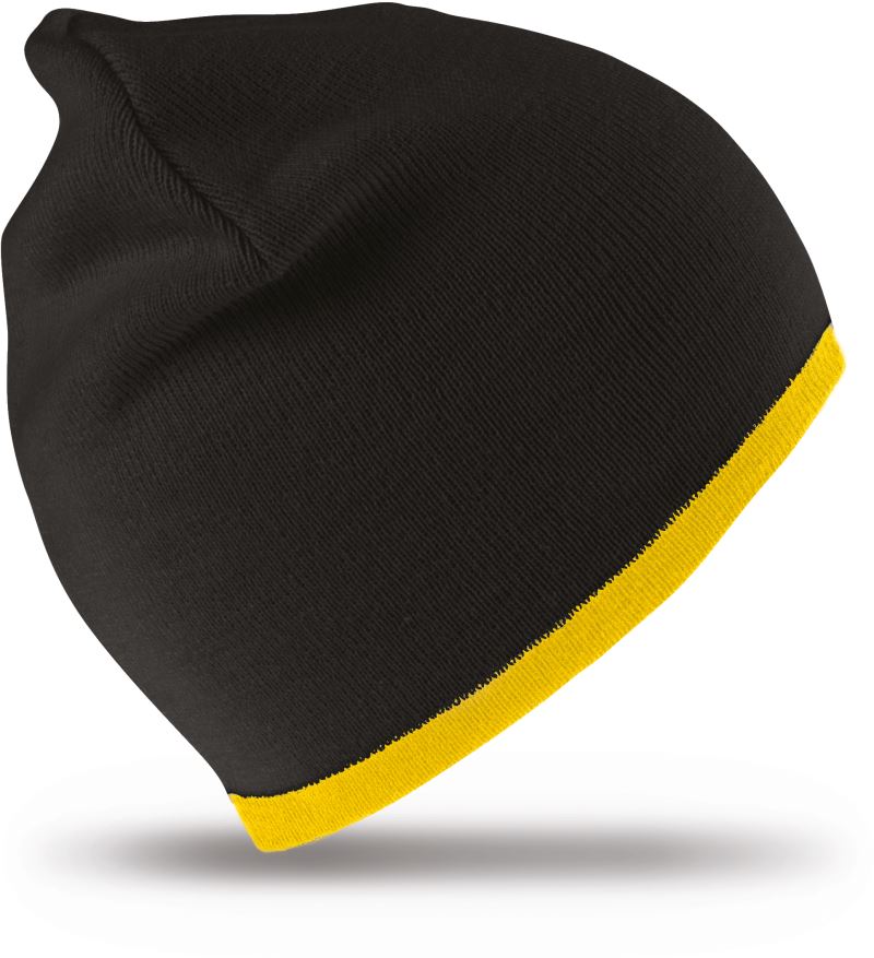 Levně Oboustranná pletená čepice - black/yellow