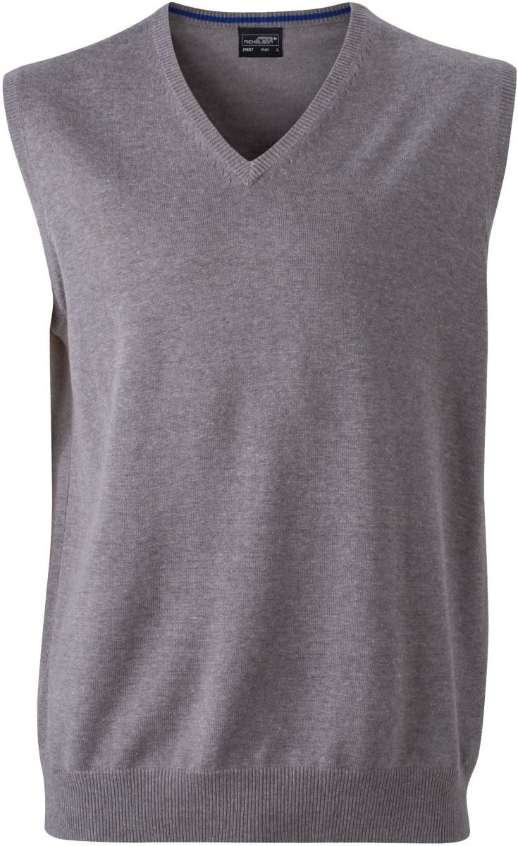 Levně Pánská svetrová vesta s výstřihem do V - grey heather