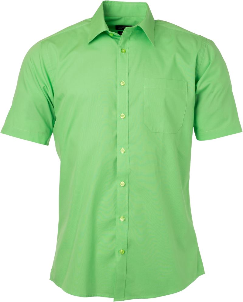 Levně Popelínová košile s krátkým rukávem - lime green