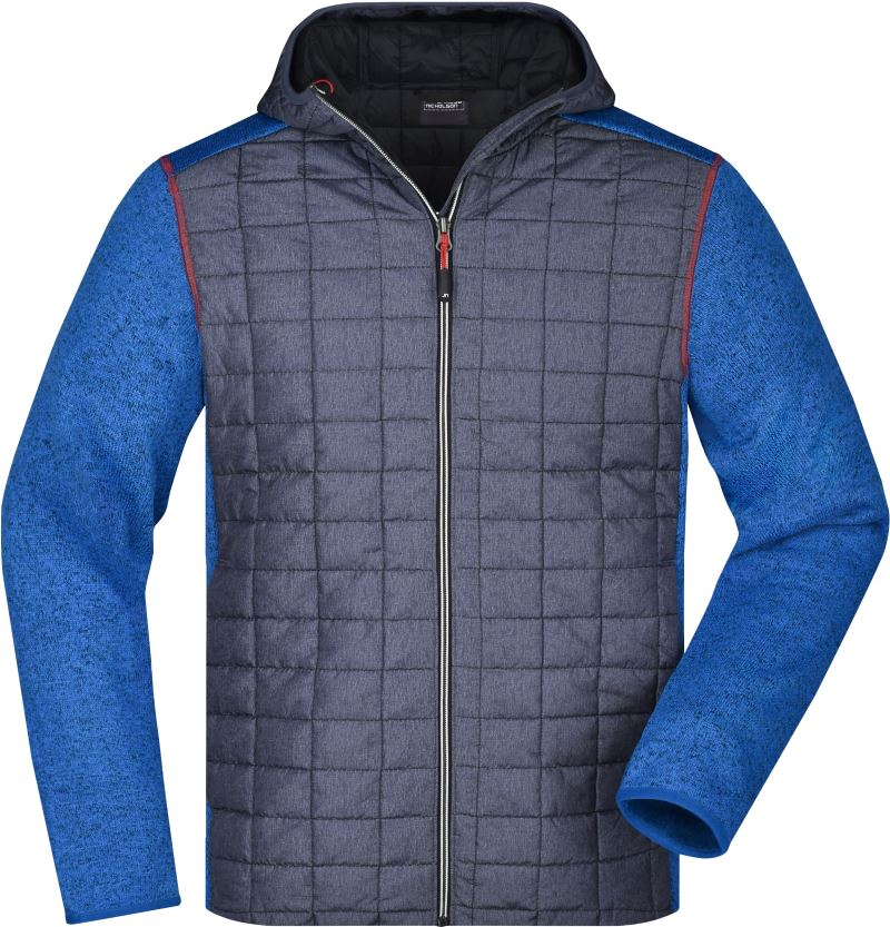 Levně Pánská pletená hybridní bunda - royal melange/anthracite melange