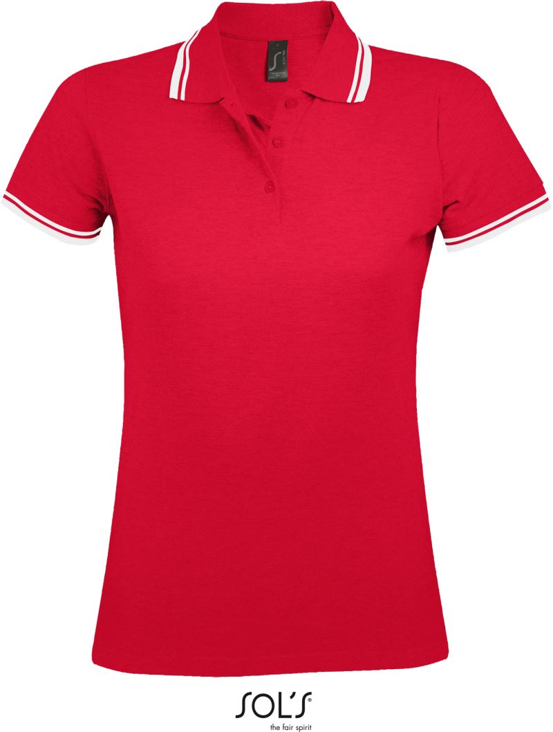 Levně Dámské piqué polo - red/white