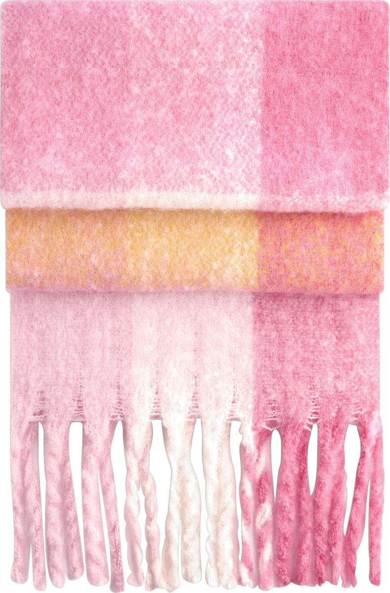 Levně Šála "Fluffy Check" - pink check