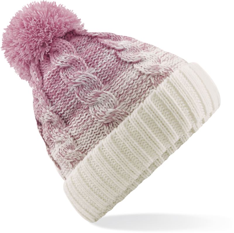 Levně Pletená čepice "Ombré" - dusky pink/off white