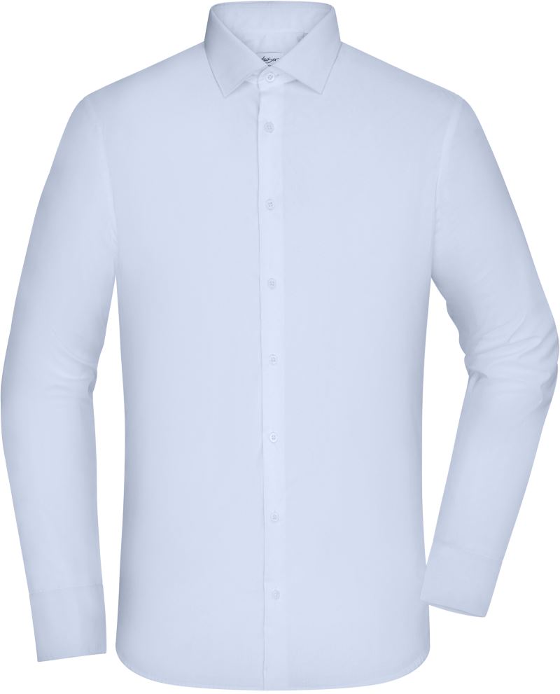 Levně Popelínová košile slim fit s dlouhým rukávem - light blue