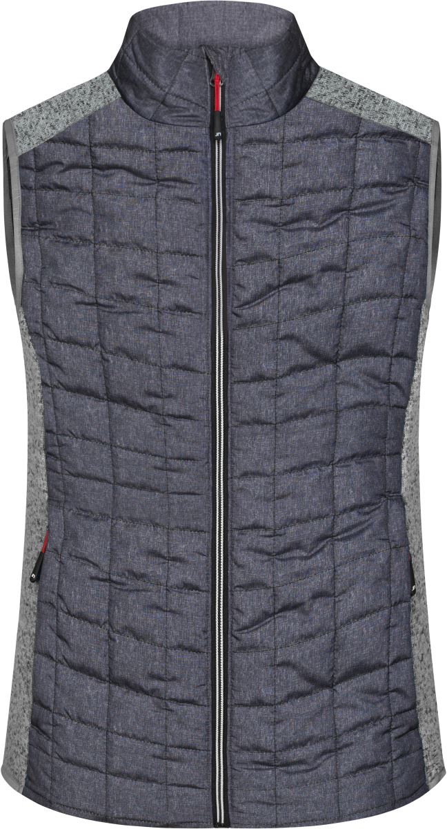 Dámská pletená hybridní vesta - light melange/anthracite melange