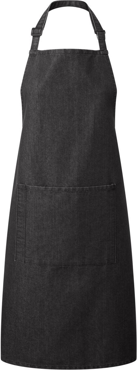 Levně Zástěra s laclem a kapsou na břiše "Colours" - black denim