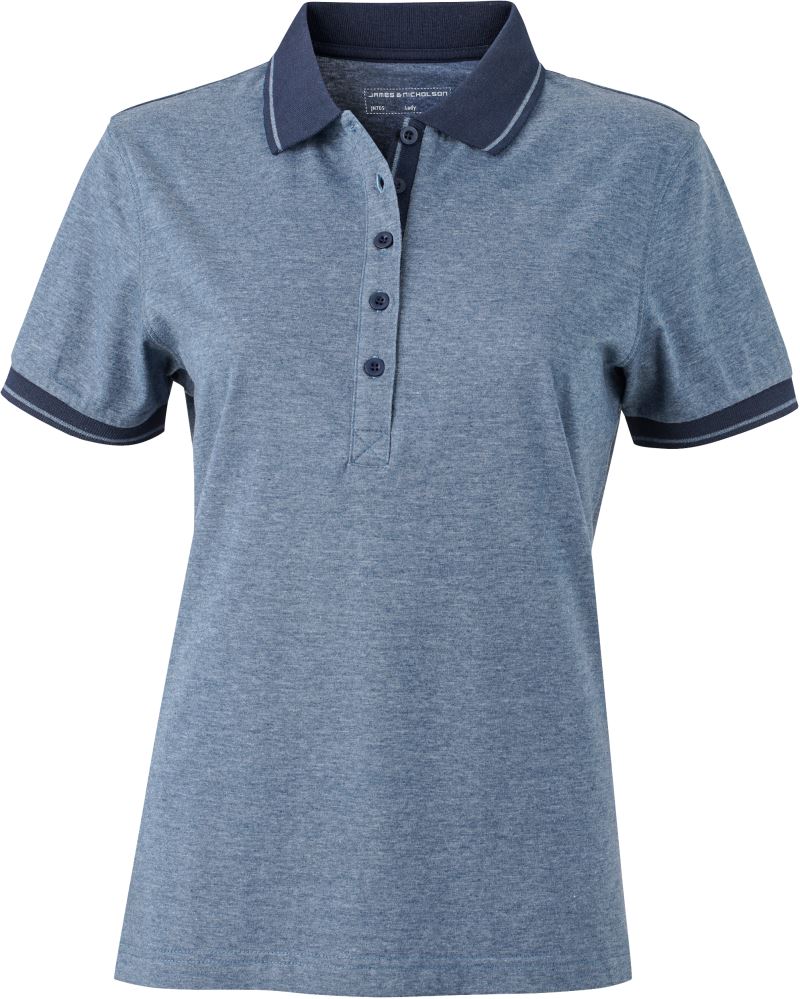 Levně Dámské žerzejové melírované polo - blue melange/navy