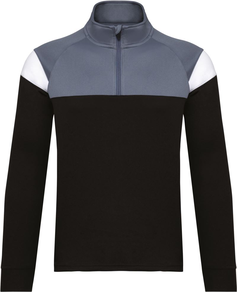 Levně Dětská tréninková mikina s 1/4 zipem - black/sporty grey