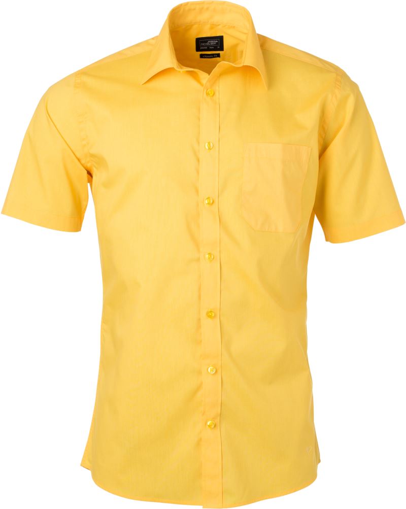 Levně Popelínová košile s krátkým rukávem - yellow