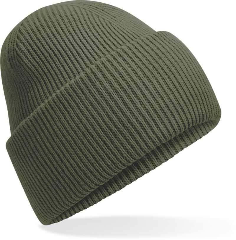 Levně Pletená čepice s manžetou "Recycled" - olive green