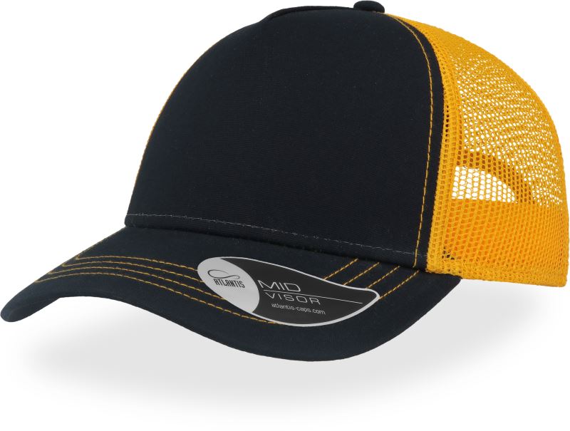 Levně 5 panelová síťovaná kšiltovka "Rapper Canvas" - navy/yellow