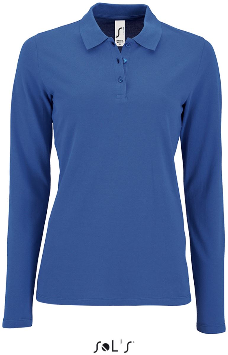 Levně Dámské piqué polo s dlouhým rukávem - royal blue