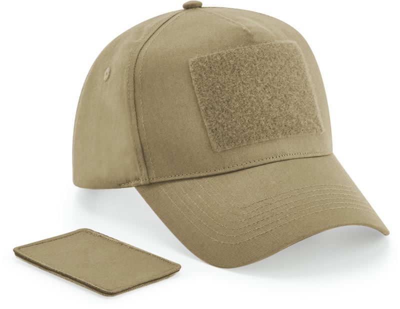 Levně 5 panelová čepice s nášivkou - desert sand