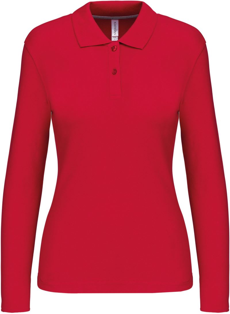 Dámské piqué polo s dlouhým rukávem - red