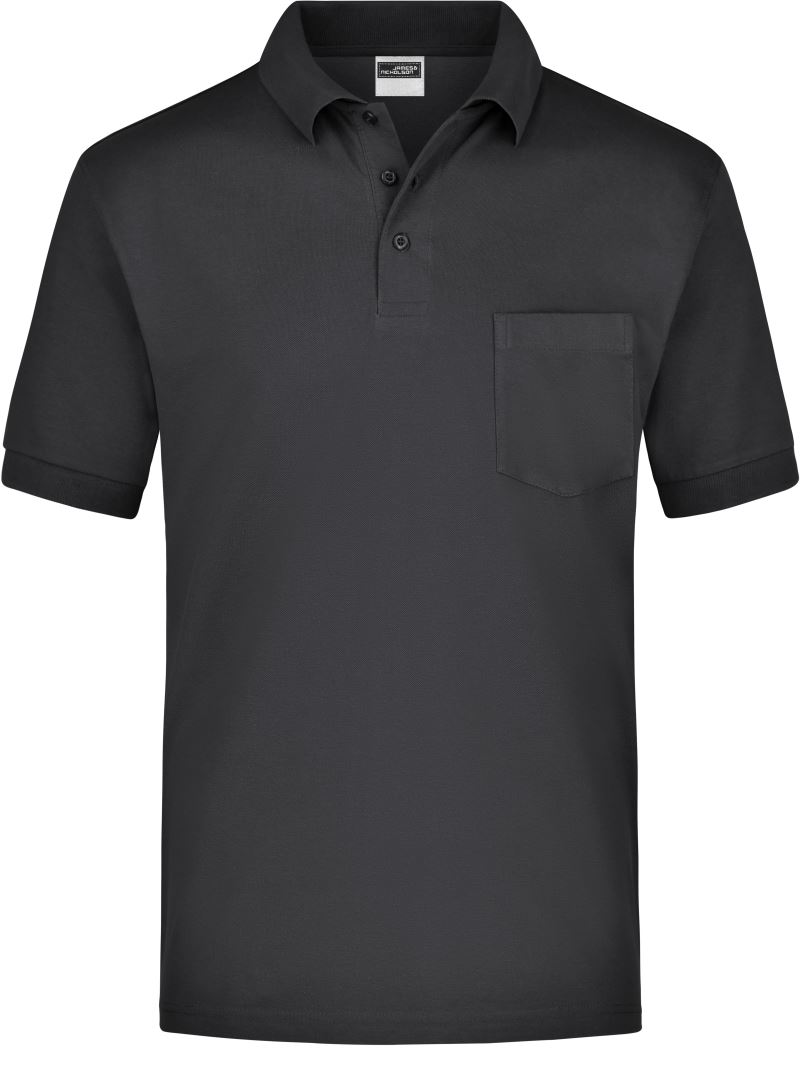 Piqué polo s náprsní kapsou - black