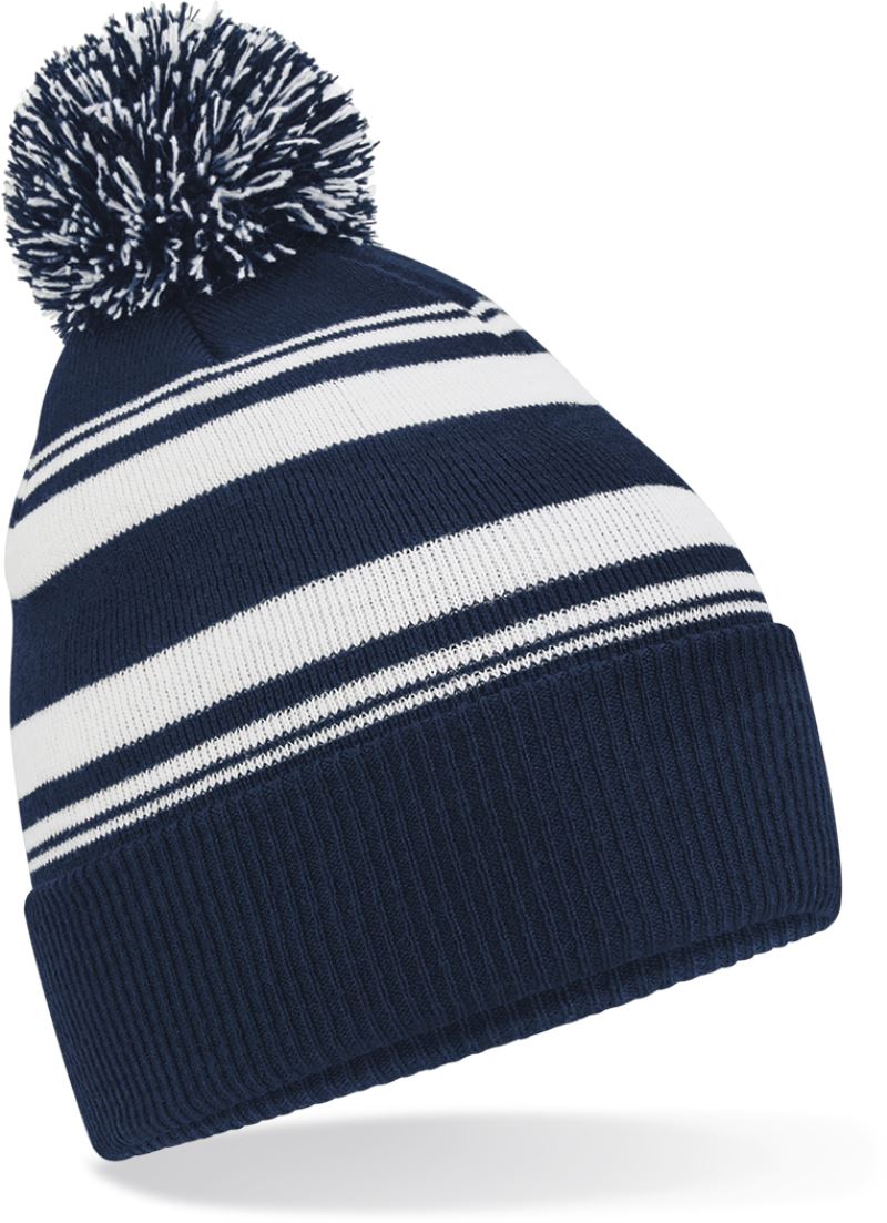 Levně Pletená čepice s pruhy "Fan" - french navy/white