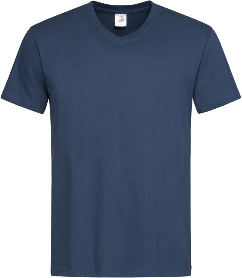 Levně Tričko s výstřihem do V - navy blue