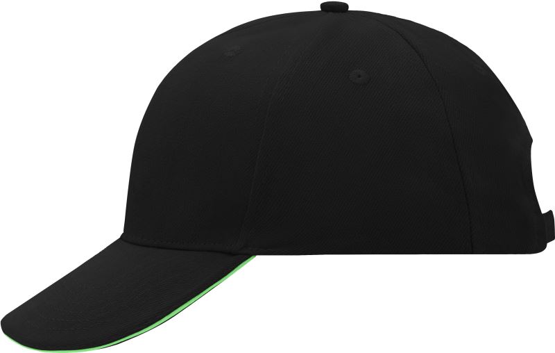 Levně 6 panelová sandwich kšiltovka - black/lime green