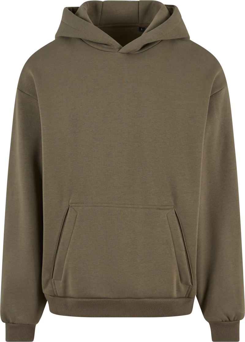 Levně Těžká unisex mikina s kapucí - olive