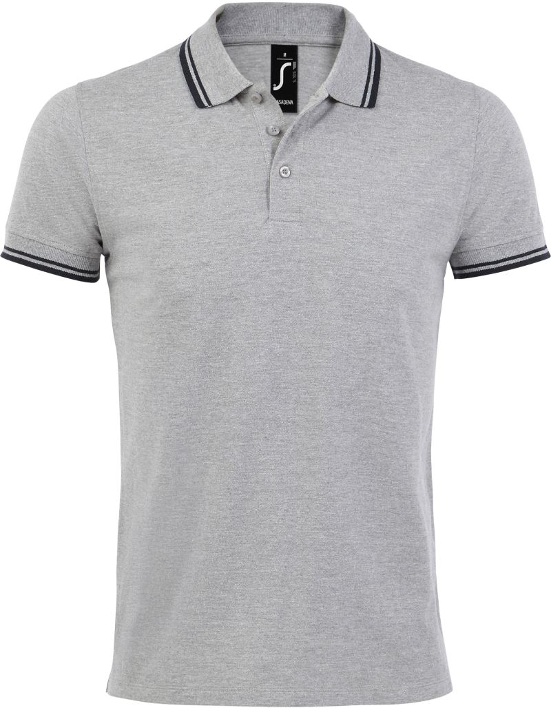 Levně Pánské piqué polo - grey melange/french navy