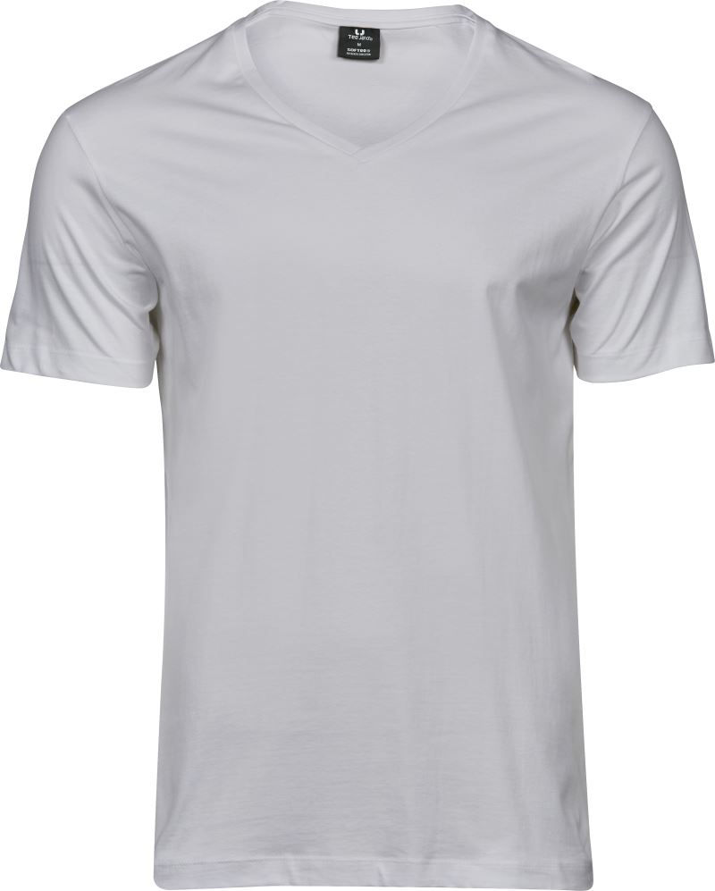 Levně Pánské tričko s výstřihem do V "Fashion Sof Tee" - white
