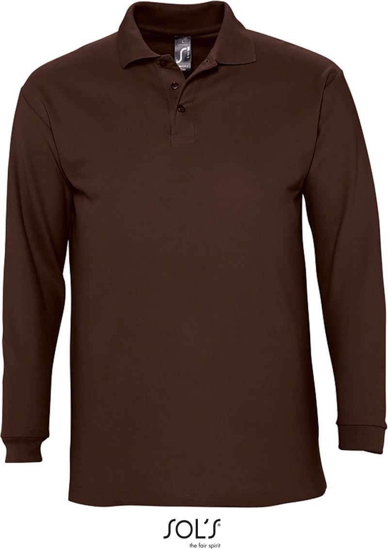 Levně Piqué polo s dlouhým rukávem - chocolate