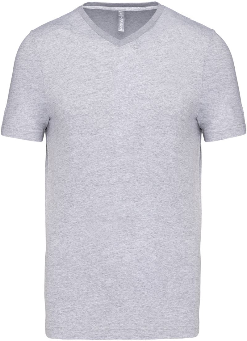 Levně Pánské tričko s výstřihem do V - oxford grey