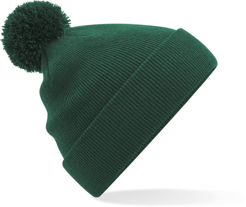 Dětská pletená čepice s bambulí - bottle green