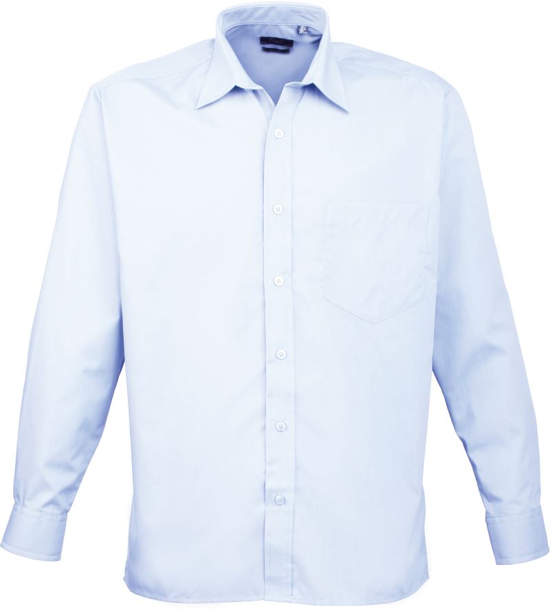 Levně Popelínová košile s dlouhým rukávem - light blue