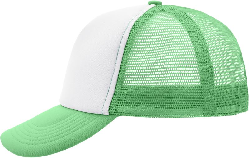 Levně 5 panelová polyesterová síťovaná kšiltovka - white/neon green
