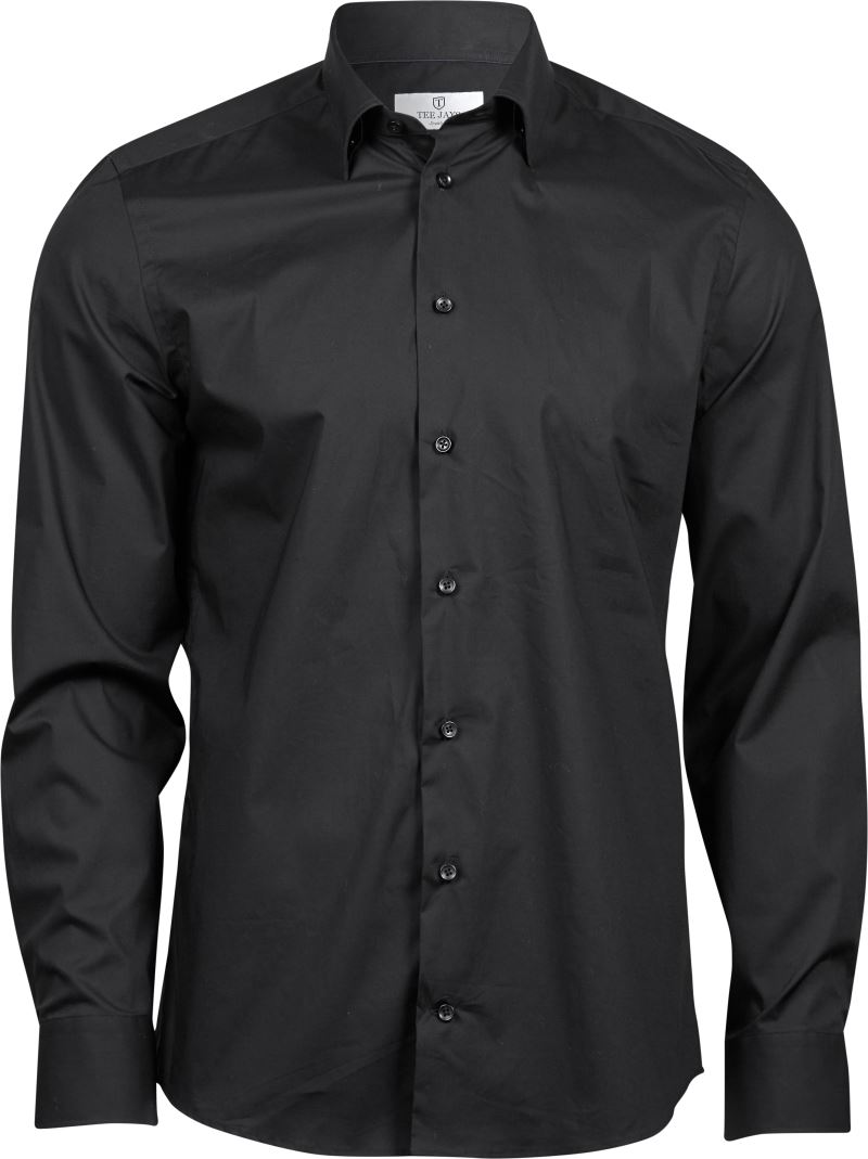 Levně Luxusní elastická košile s dlouhým rukávem - black